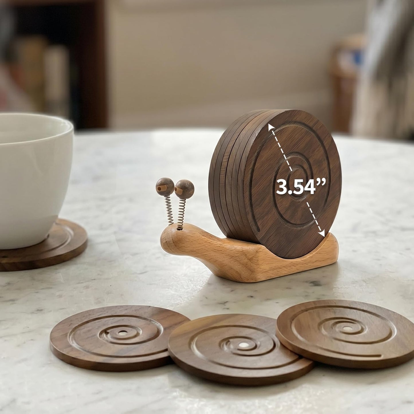 Magnetic & Holder / Snail Wooden Coaster Set
