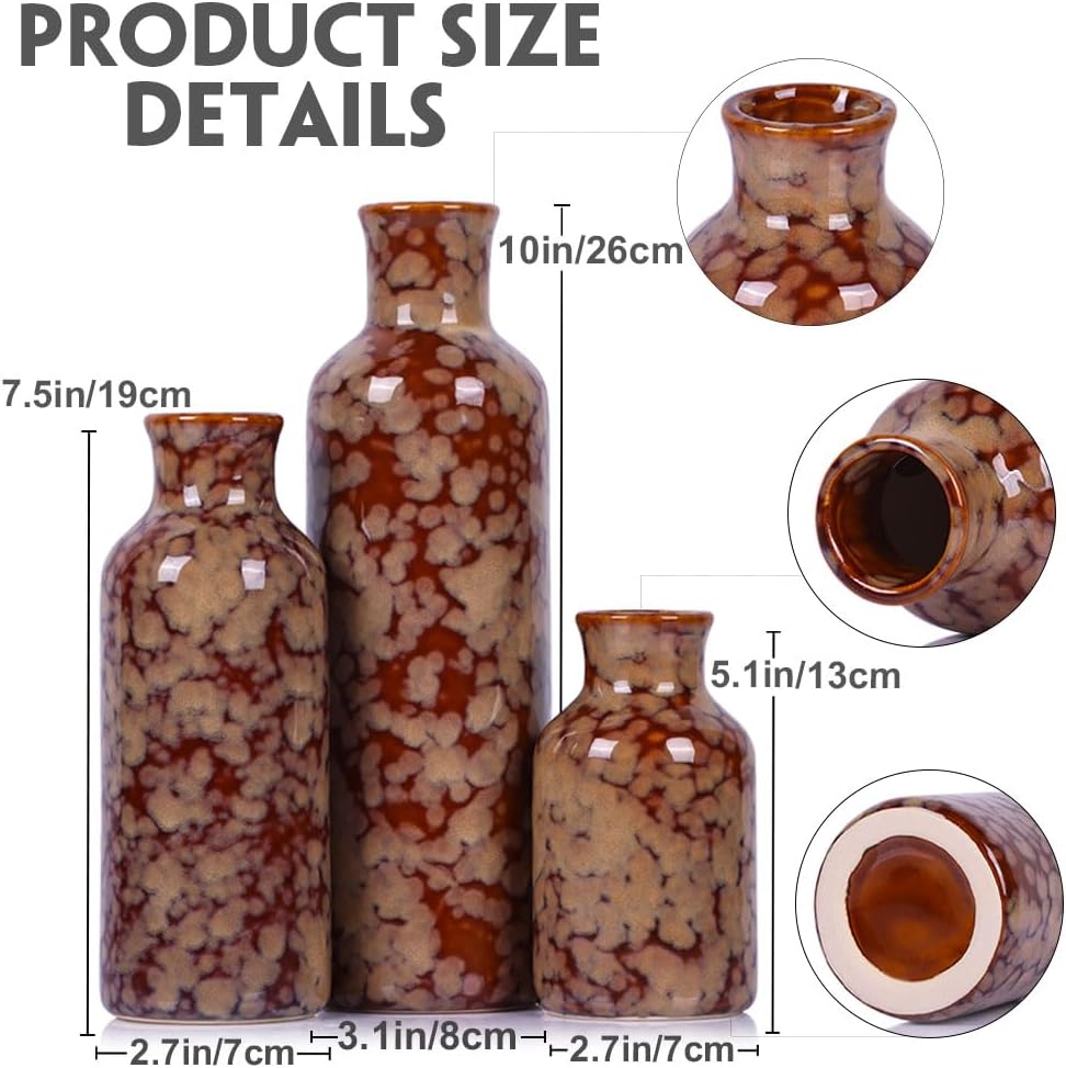 Ceramic Vase Set / Crack Brown