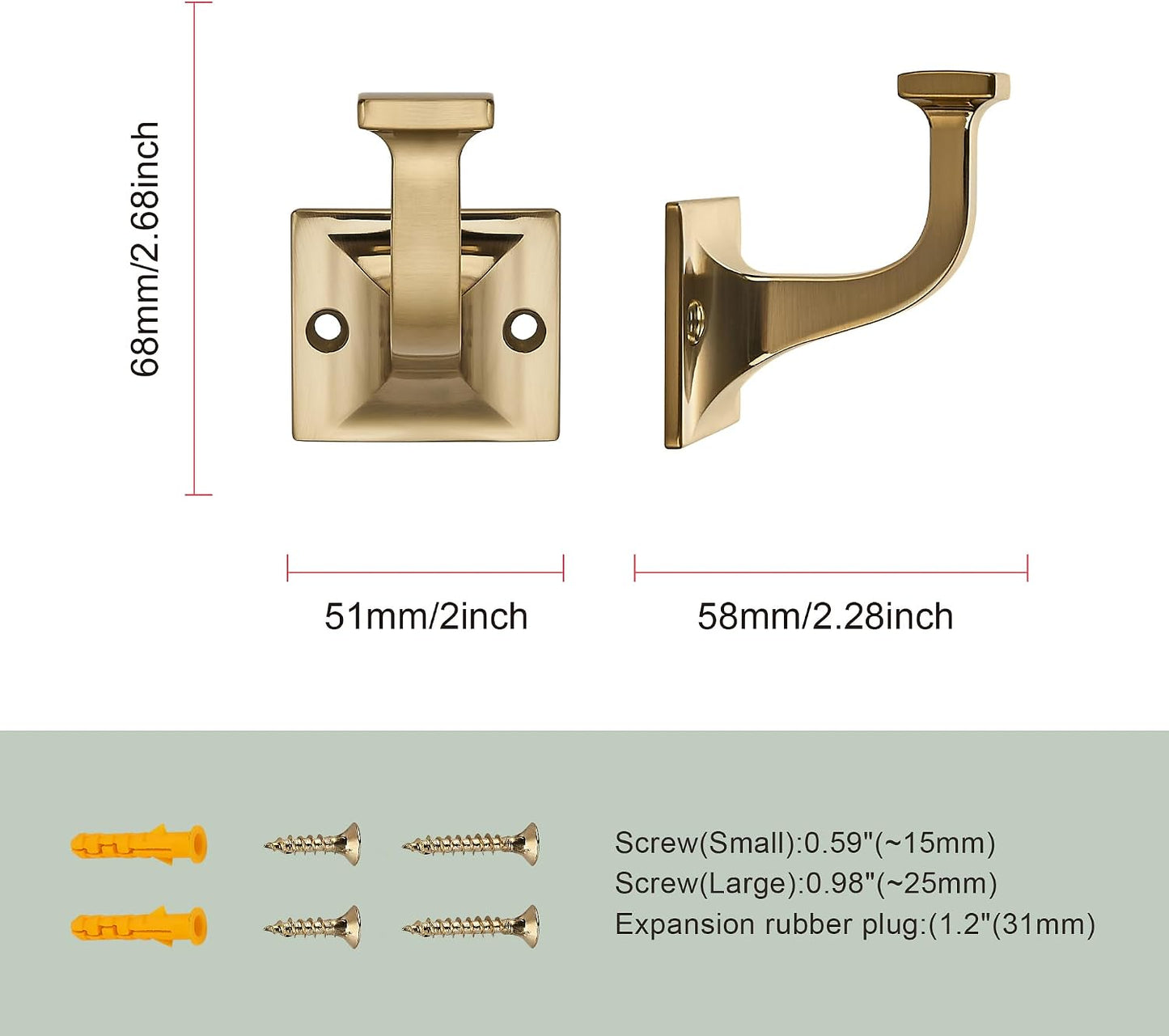 Coat Hooks / Robe Hooks Decorative Wall Hooks / Champagne Bronze / Set of 3