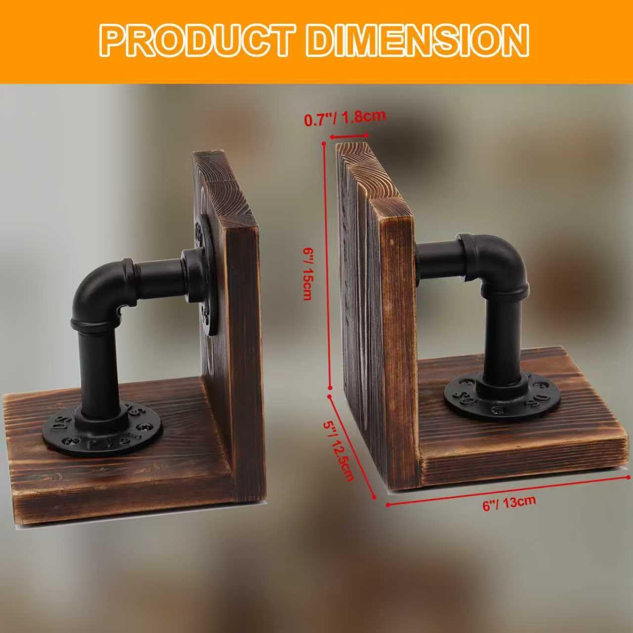 Wood Bookends / Rustic Style Bookend / Dark Brown / Set of 2