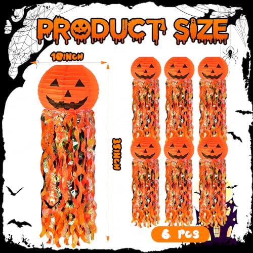 Pumpkin Paper Lanterns, 6 pcs Halloween Party Decorations - Halloween Paper Lanterns - for Outdoor Indoor Halloween Decorations ，Halloween Party Supplies Props