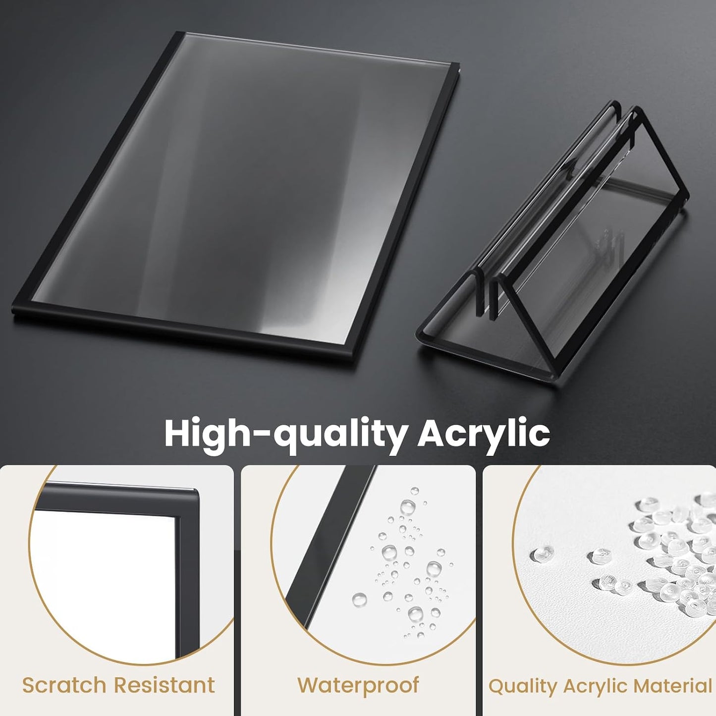 Acrylic Sign Holder Picture Frame Double-Sided Acrylic Frames / 5 x 7 / Black / Set of 6