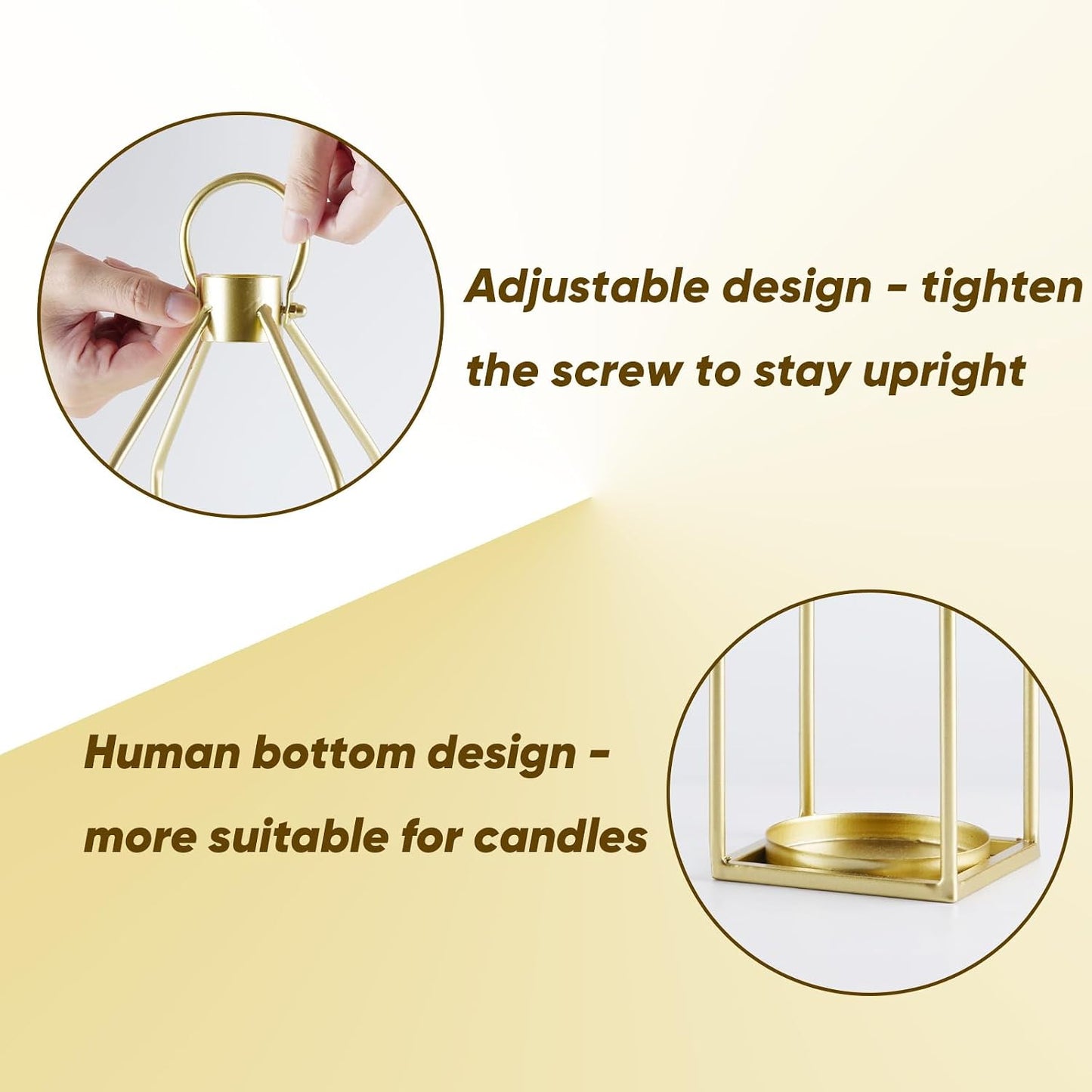 Homemory Modern Farmhouse Gold Metal Lanterns 2PCS with Flameless Candle | Waterproof Lantern Design Outdoor Indoor