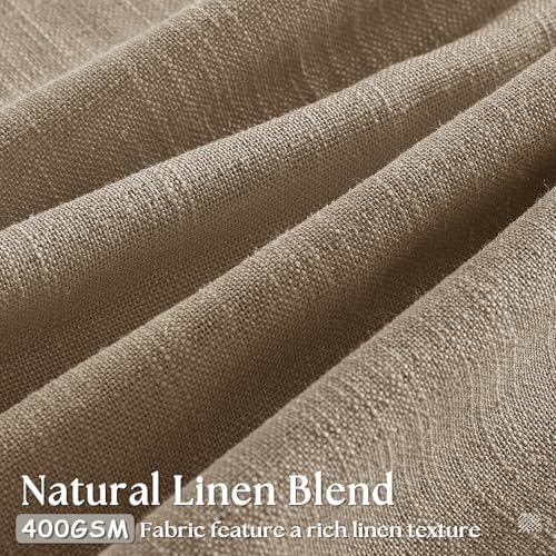 TWODRAPES Latte Pinch Pleated Light Filtering Linen Curtains 84 Inch Length