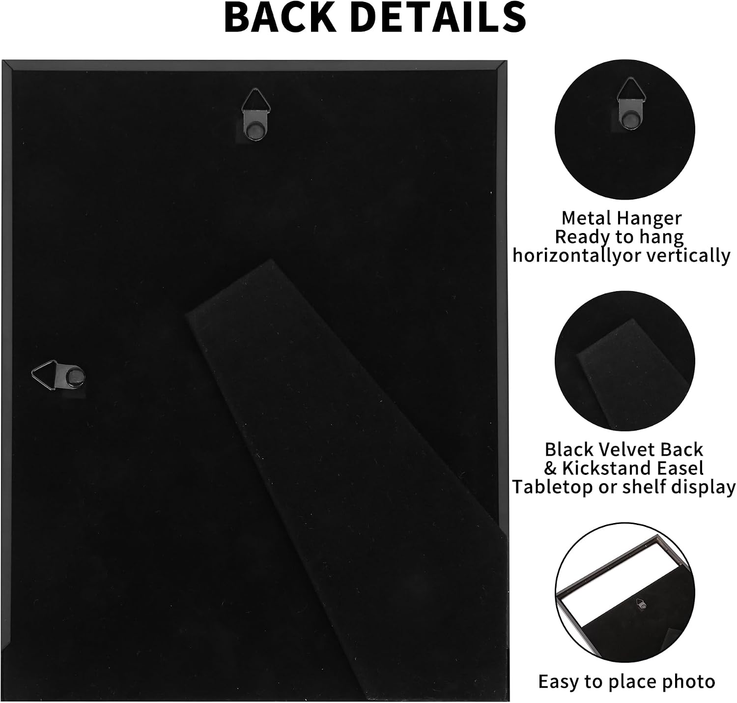 3-2x3'' Black Multi Metal Picture Frames,3 section frames 2pack, Elegant Bamboo Detail Designs Plated Photo Frames