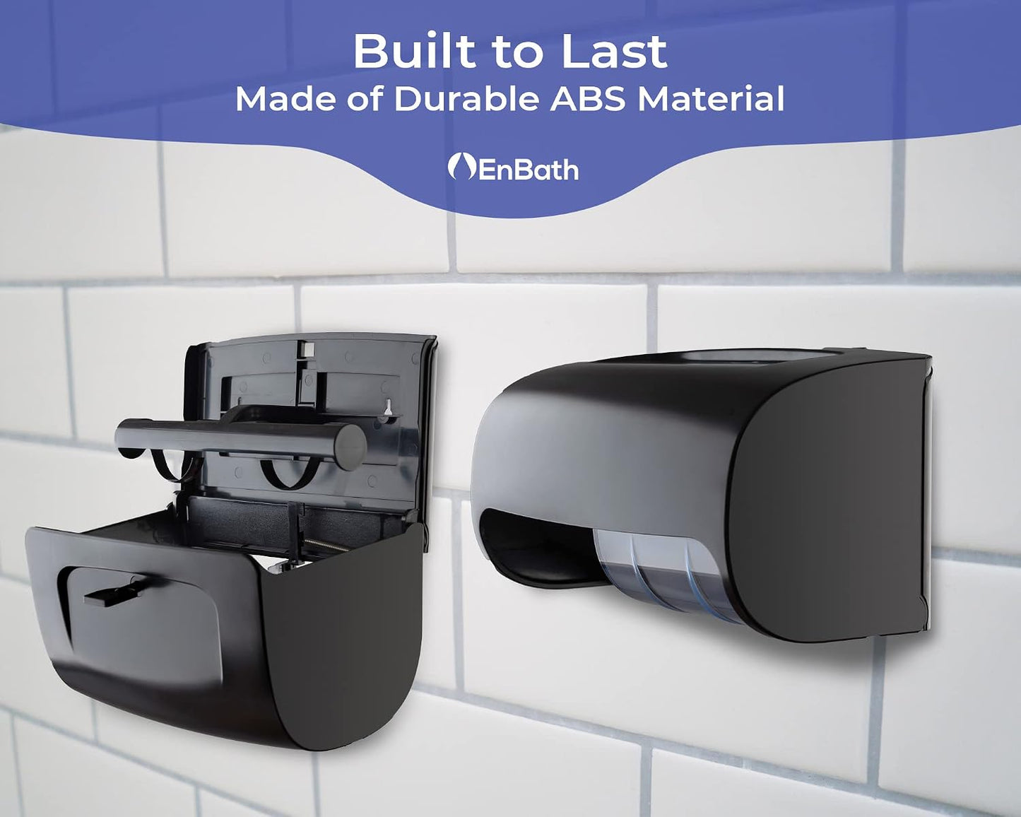 Commercial Toilet Paper Dispenser Wall Mount, Double (2 Roll) Locking Toilet Paper Holder (Black), Compact Two Roll