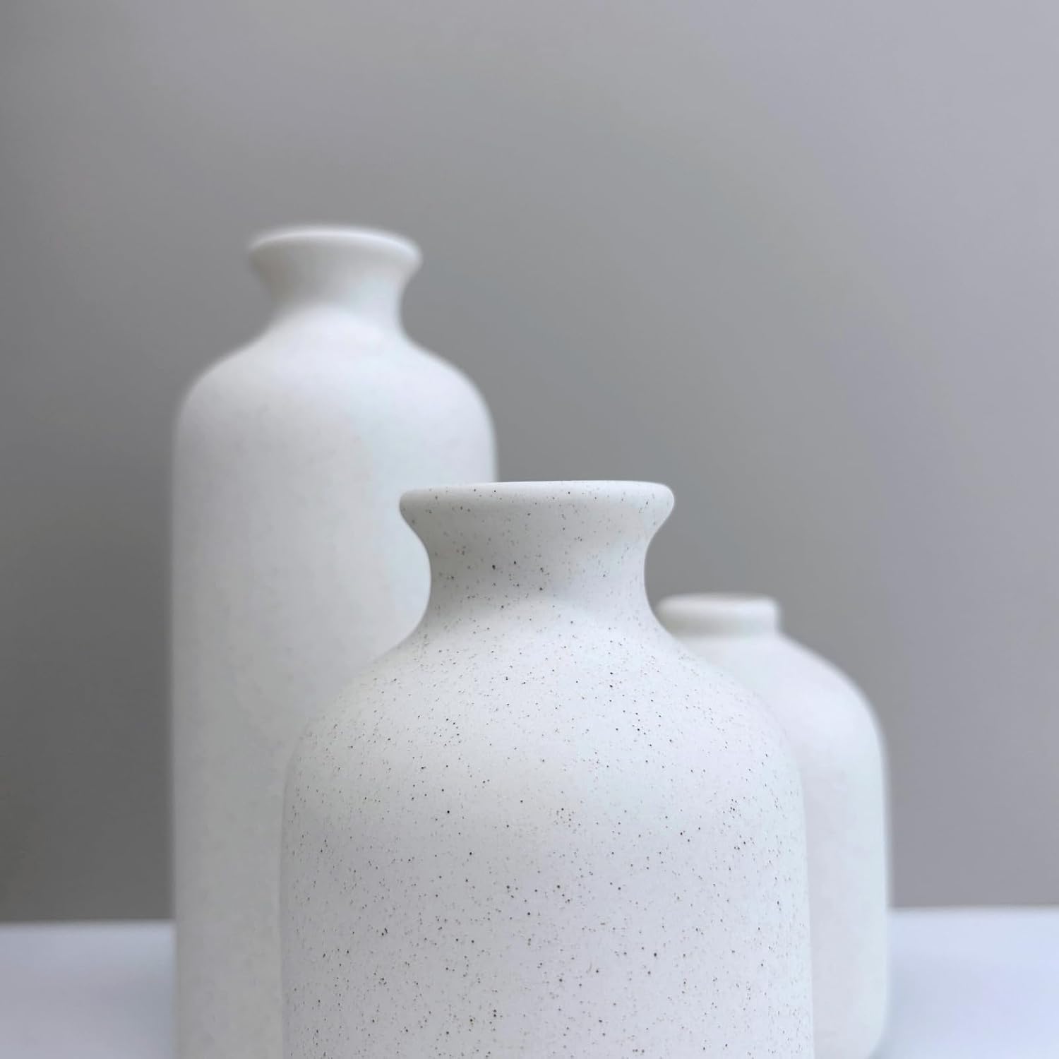 Small Ceramic Vase / White / Set of 3