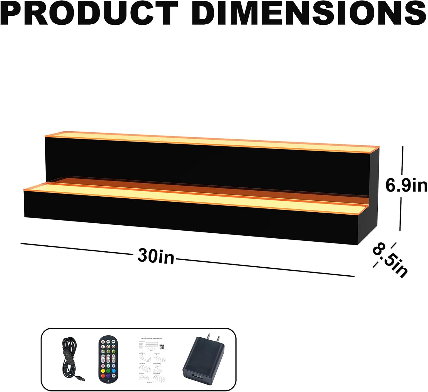 MESAlLUP 30 Inch 2 Tier Lighted Liquor Bottle Display Shelf, LED Bar Shelves with APP or Remote Control, Mulit Color