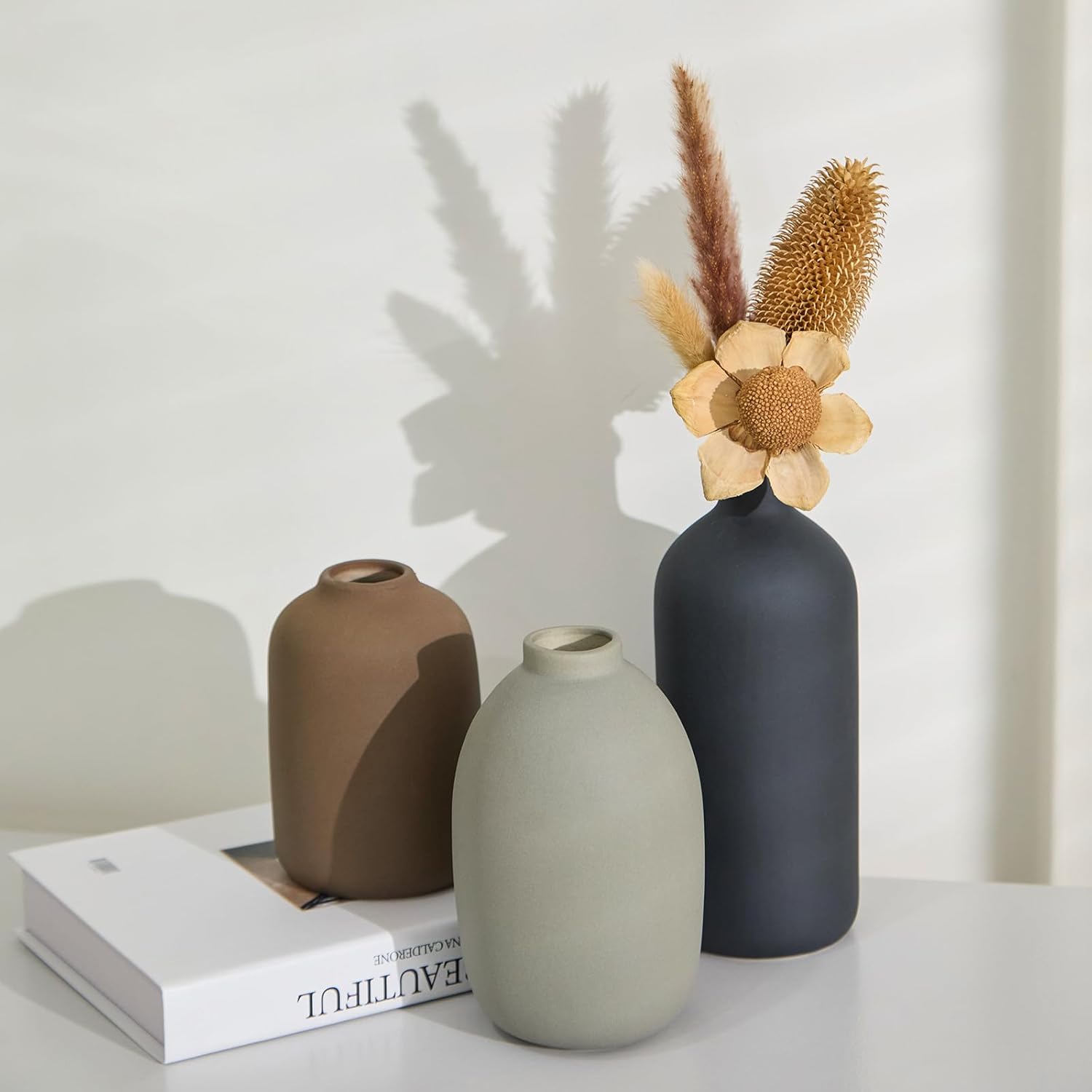 Ceramic Vase / Modern Vases for Bouquet Pampas Grass Dried Fresh Flowers / Neutral / Set of 3