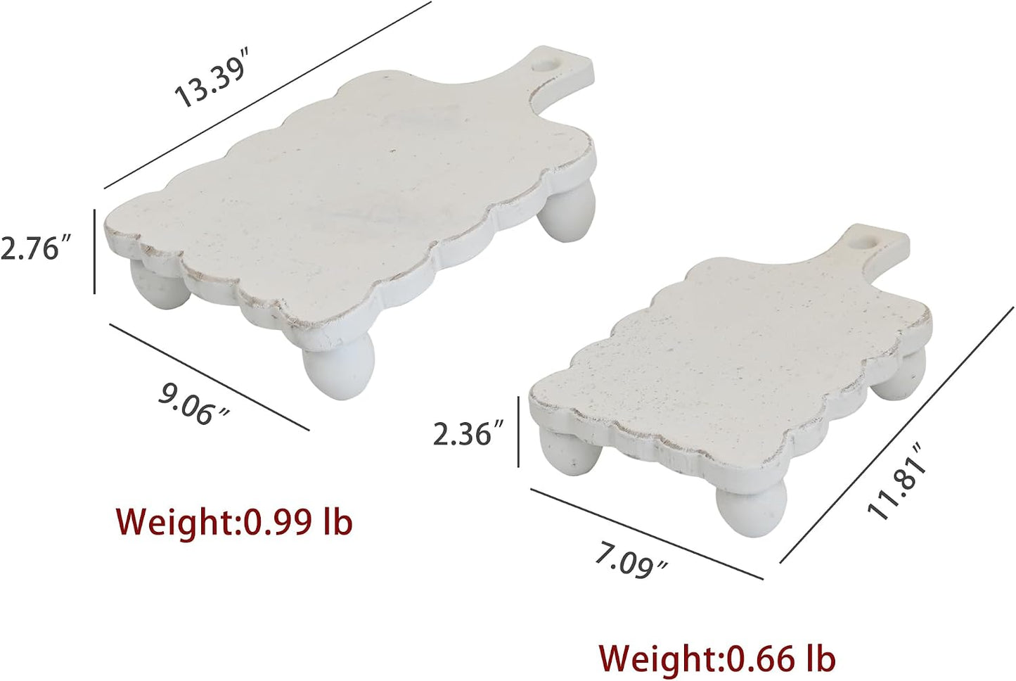 Rustic Wooden Trays Riser- Farmhouse Pedestal Stand / White / Set of 2