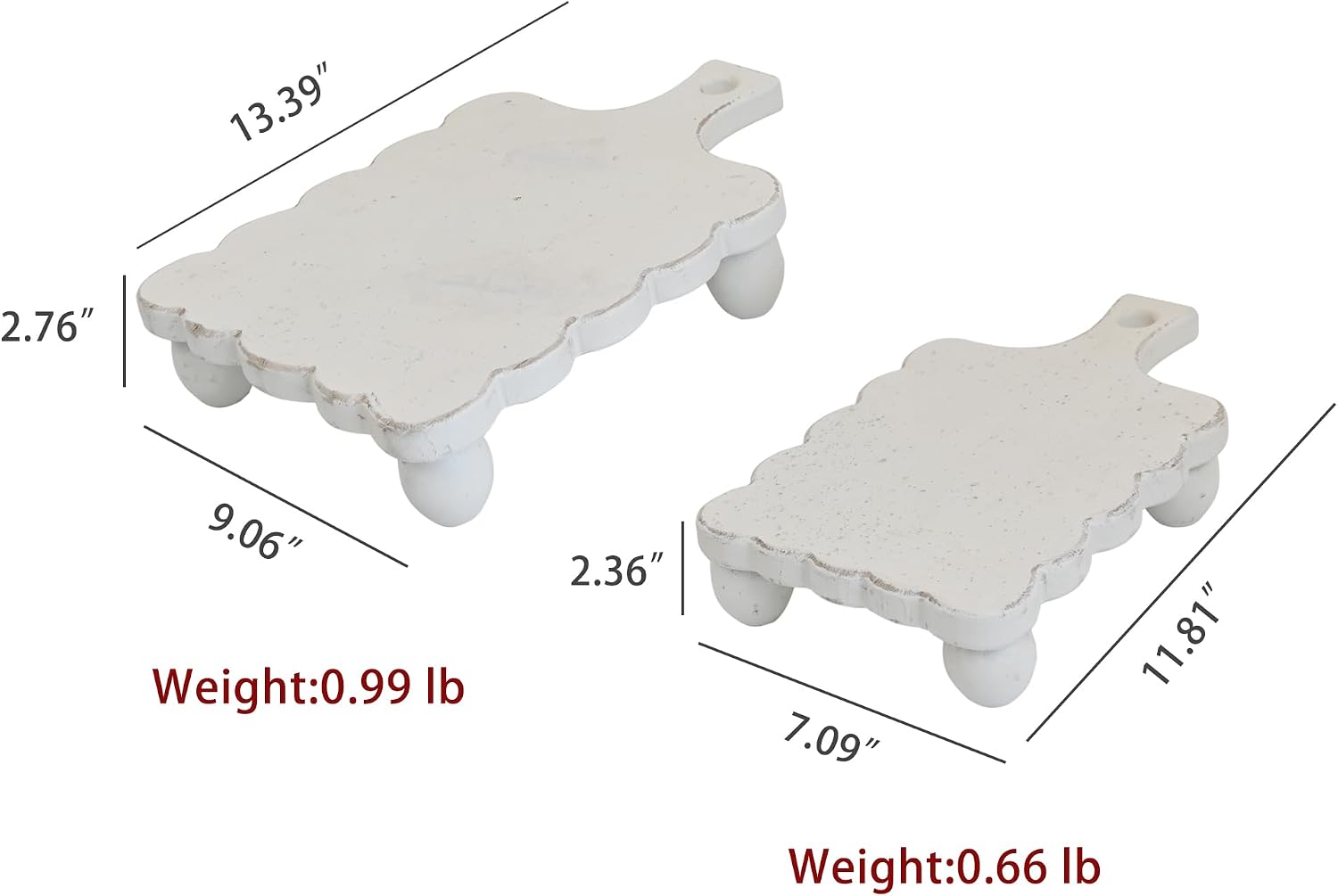 Rustic Wooden Trays Riser- Farmhouse Pedestal Stand / White / Set of 2