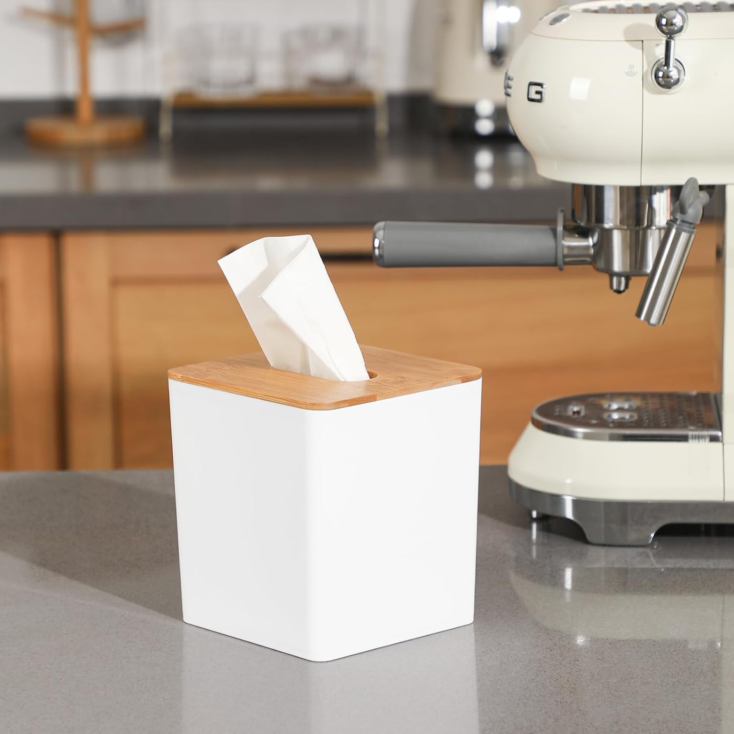 Tissue Dryer Sheet Holder for Modern Farmhouse Boho Decor / White Square