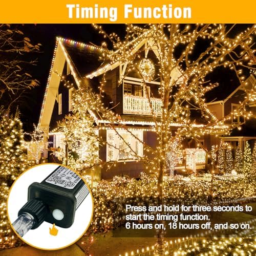 Outside LEDs Warm White LED String Lights – 70FT Transparent Wire, Waterproof & Connectable Christmas Tree Lights for Indoor Outdoor Holiday Décor