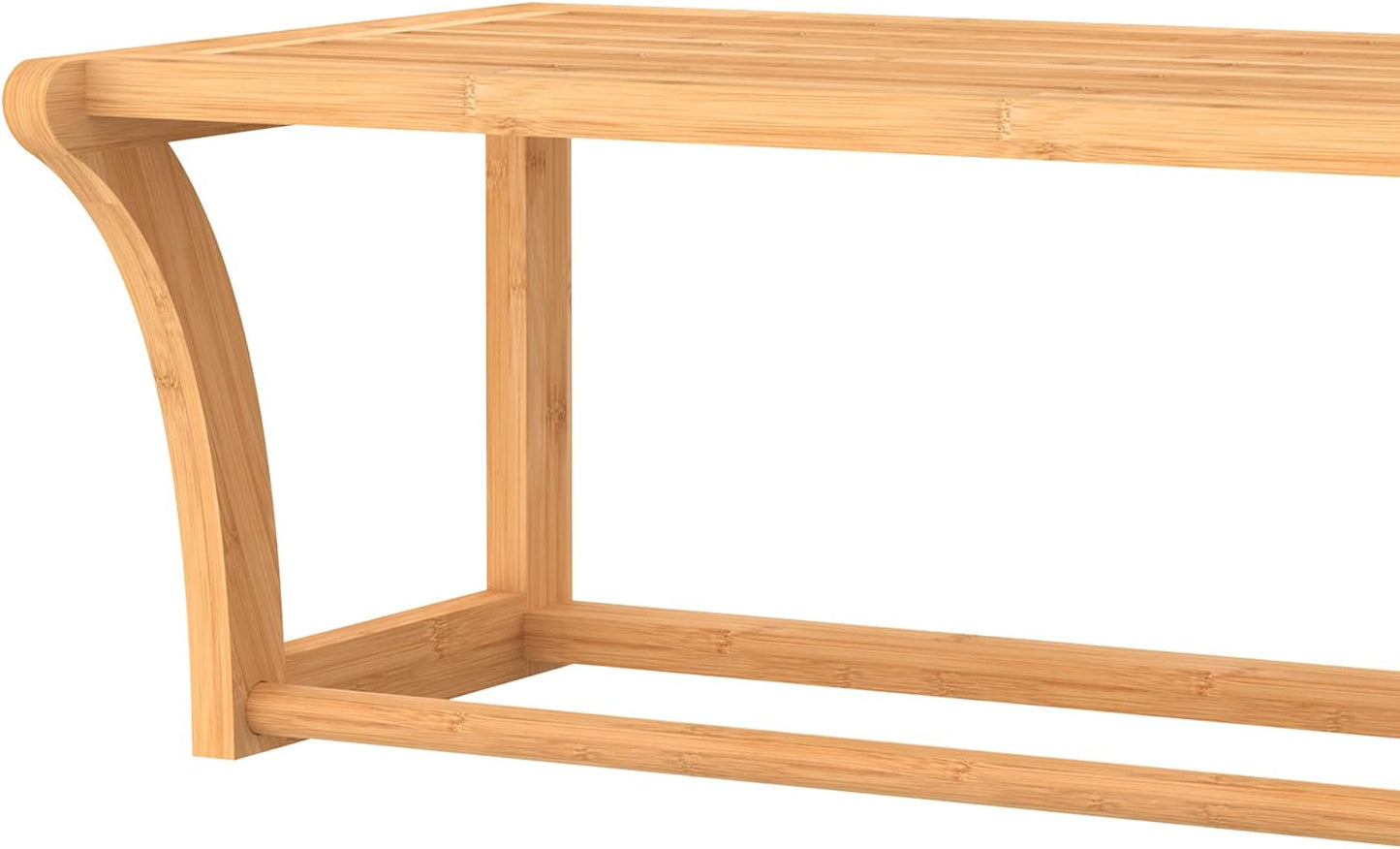 ClosetMaid Bamboo Wall Shelf with Towel Bar, Wall Mount Storage Shelves, Organizer Rack, Natural Finish