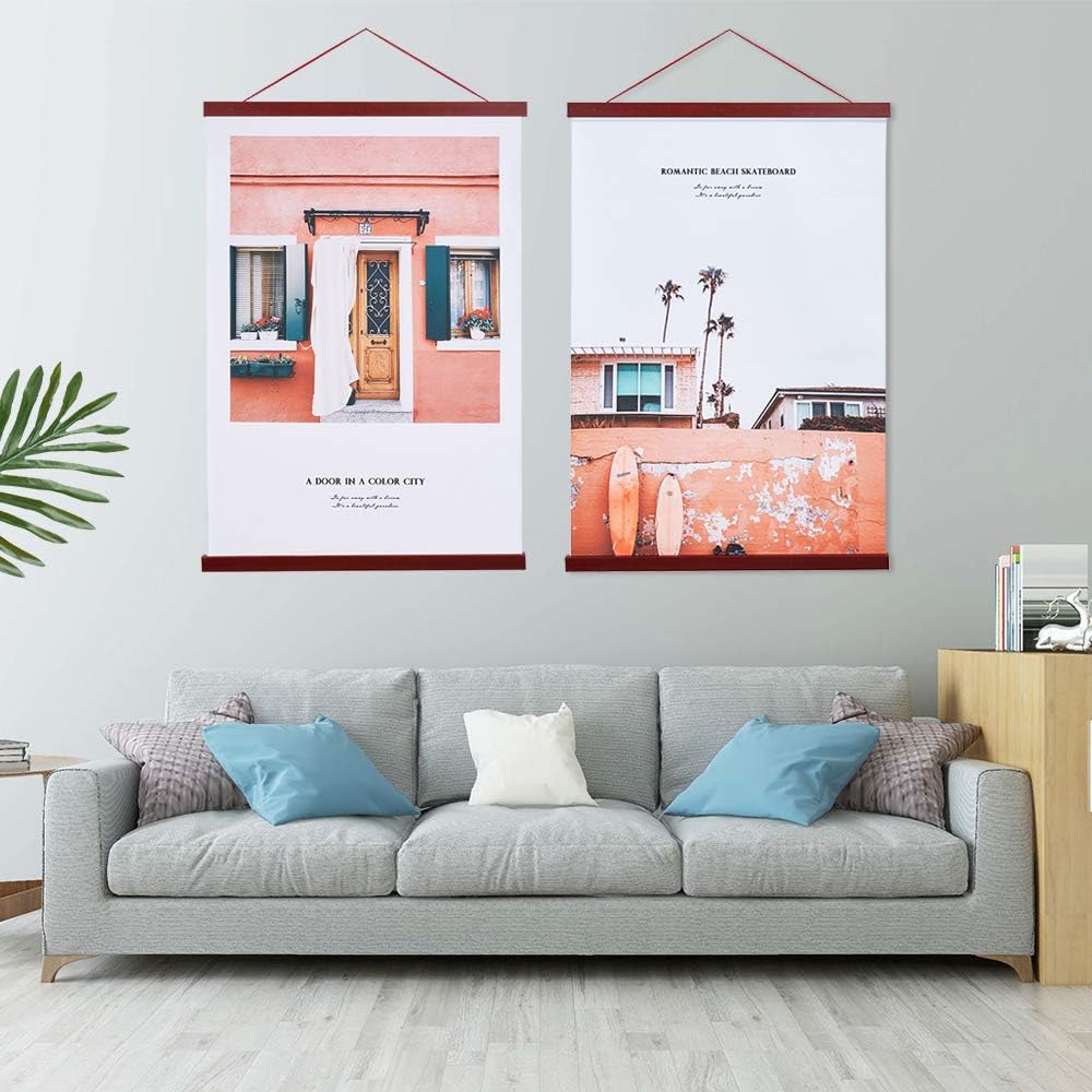 Artmag Magnetic Poster Hanger Frame, 40x27 40x30 40x60 Light Wood Wooden Magnet Canvas Artwork Print Poster Hangers