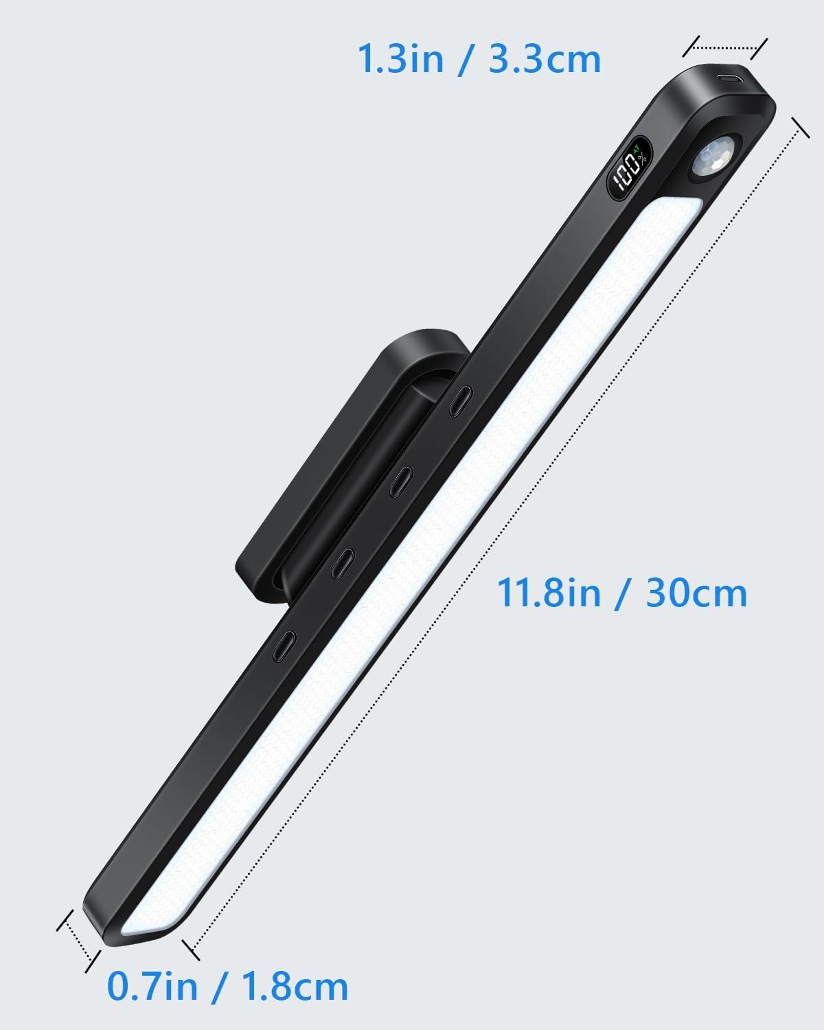 Ferswe 5W Motion Sensor Magnetic Light Bar, 2500mAh Rechargeable Under Cabinet Lighting with Battery Display