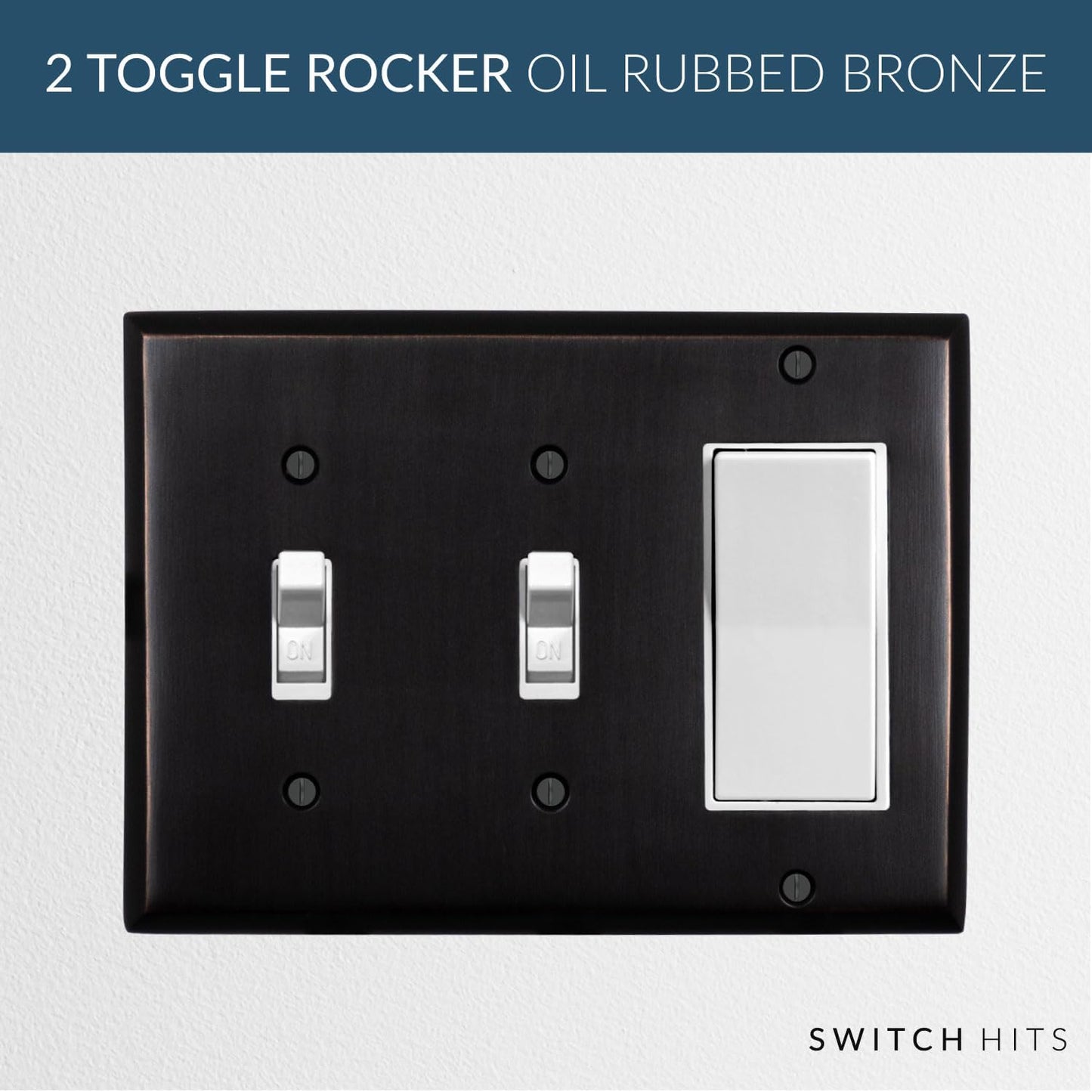 Double Light Switch Plate Outlet Cover GFCI Decorative Wall Plate | 2 Toggle - 1 Rocker Oil Rubbed Bronze Electrical
