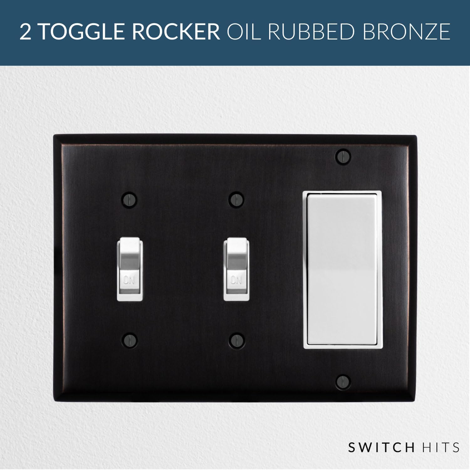 Double Light Switch Plate Outlet Cover GFCI Decorative Wall Plate | 2 Toggle - 1 Rocker Oil Rubbed Bronze Electrical