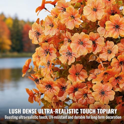 Alupssuc 2Pcs Artificial Fall Ball Flowers for Outdoors Decor, Fake Plants