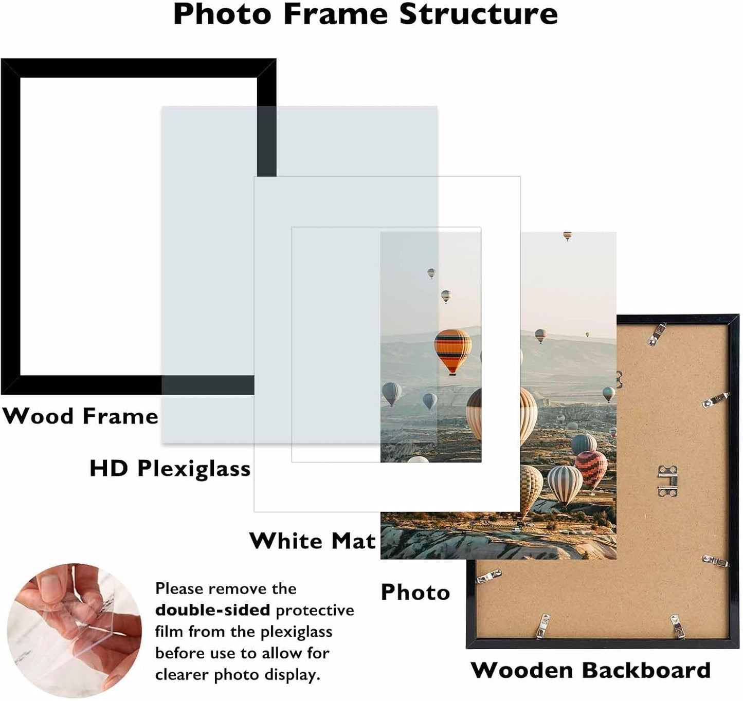 10x14 Picture Frame Set of 12 for 30 x 40 cm Diamond Art Painting, Display 8.5x11 with Mat or 10x14 without Mat, Wood