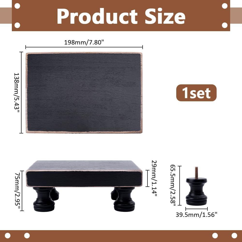 Decorative Pedestal Stand Soap Dispenser Tray Retro Wooden / Black / 7.8 x 5.4