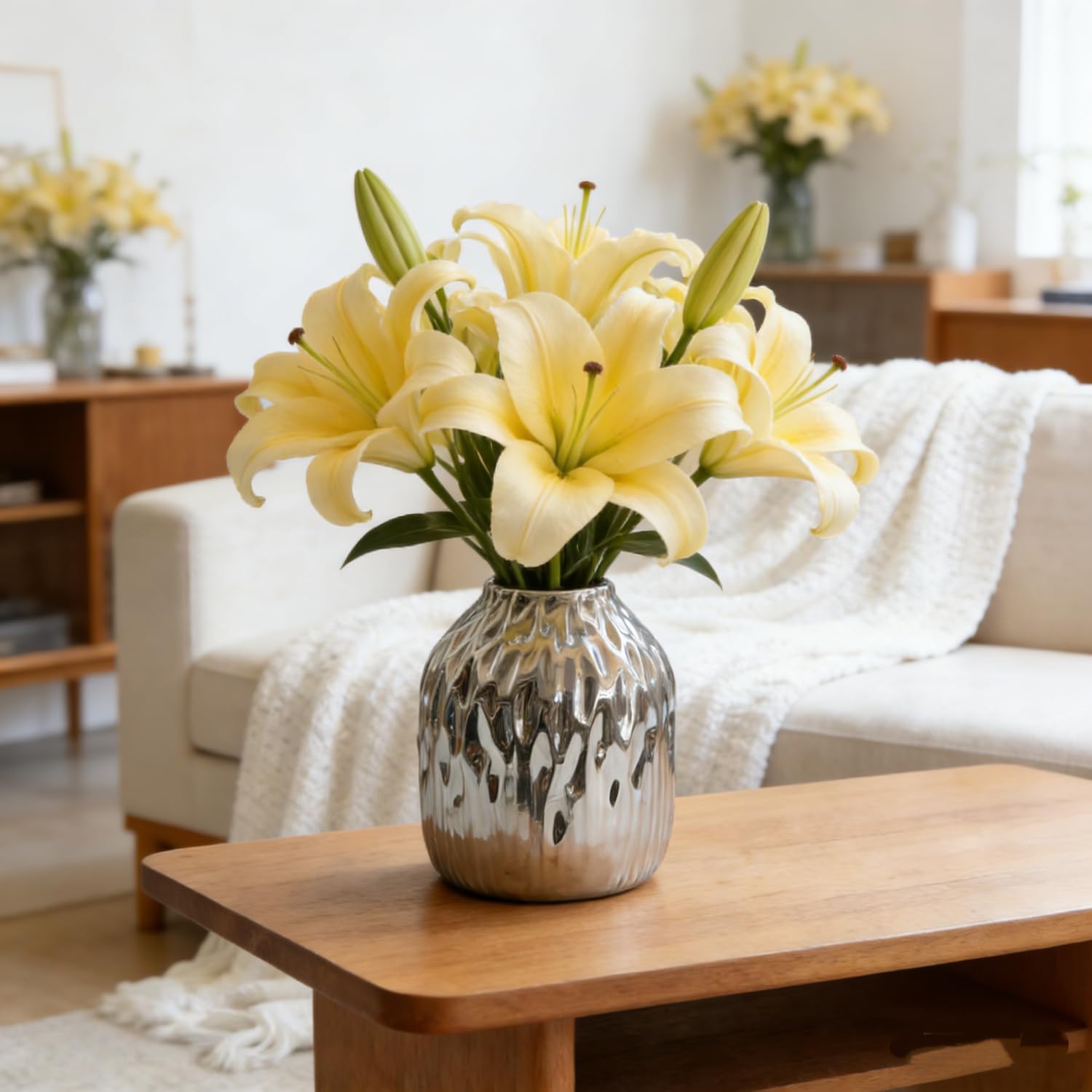 Modern Vases Home Decor / Slivery / Small / 6 Inch