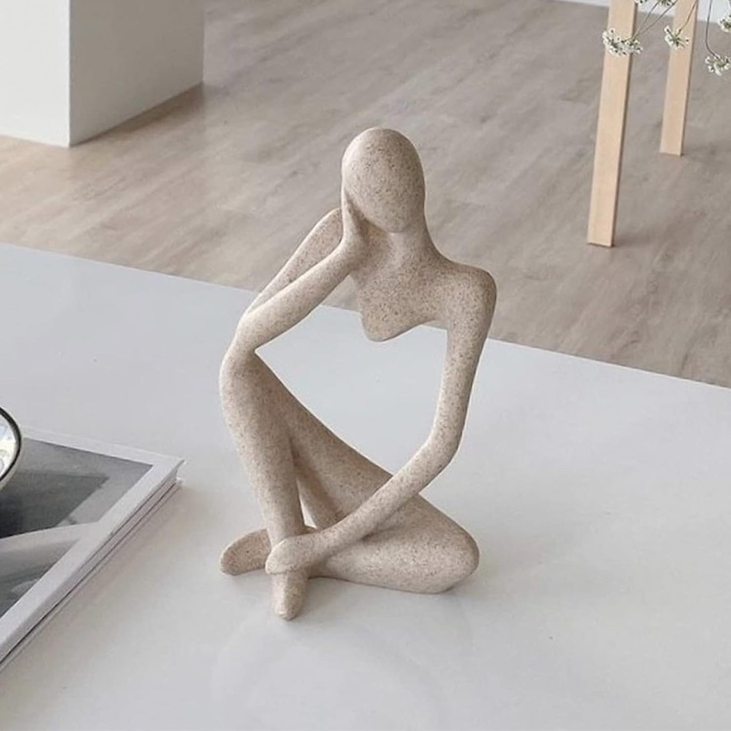 Sandstone Resin Thinker Statue Ornaments / Right / Large
