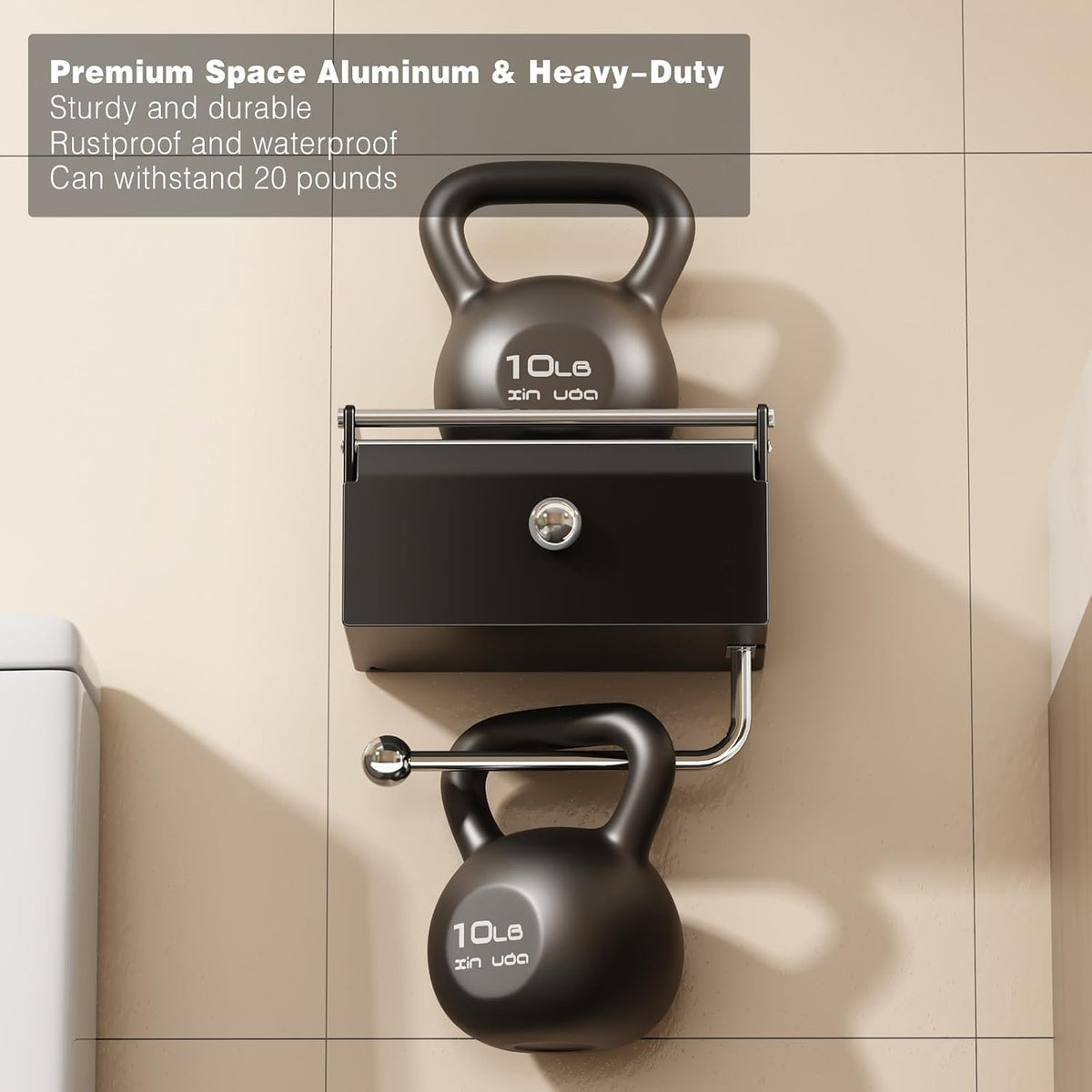 Voldra Toilet Paper Holder with Shelf, Flushable Wipes Dispenser for Bathroom, Adhesive Toilet Paper Roll Holder with