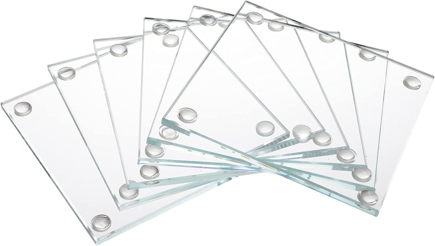 Decorative Glass Plates / Clear / 3.5 x 3.5 / Set of 6
