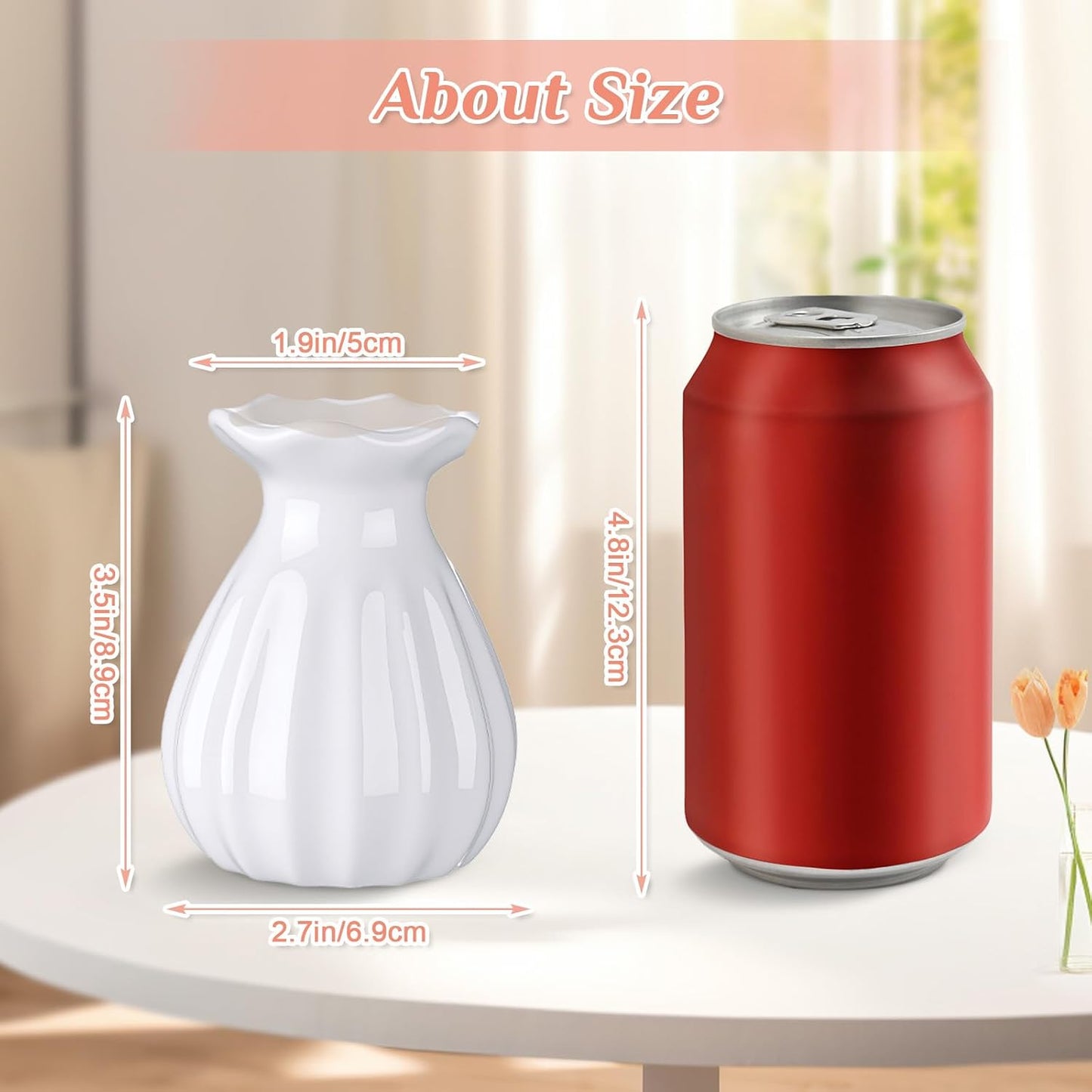 Glass Bud Vases for Centerpieces Bulk Mini Flower Bouquets Vases / White / 3.5 Inch / Set of 20