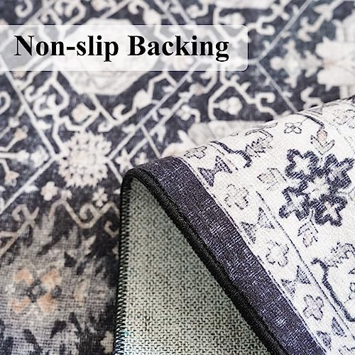 Hallway Washable Runner Rug - 2'6x12 Kitchen Rugs Entryway Rug Runner Vintage Soft Floor Mat Non Slip Indoor Farmhouse