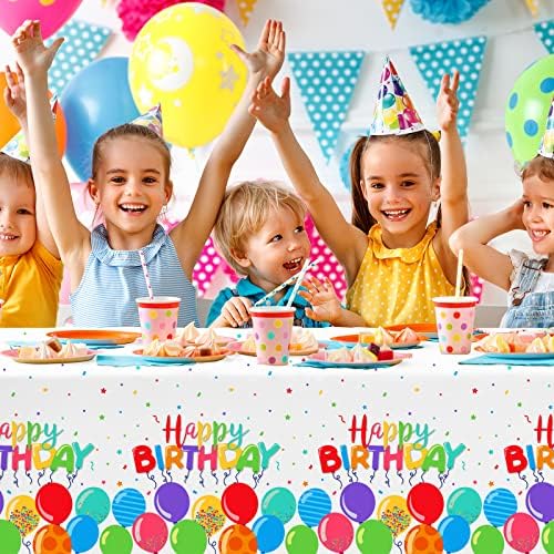 Gatherfun Birthday Disposable Tablecloth, Plastic Table Cover for Kid’s Birthday Party, 54”x108”, 3 PCS