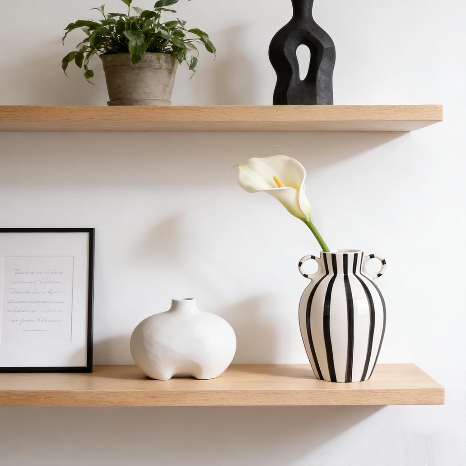 Black and White Ceramic Vase / Black White
