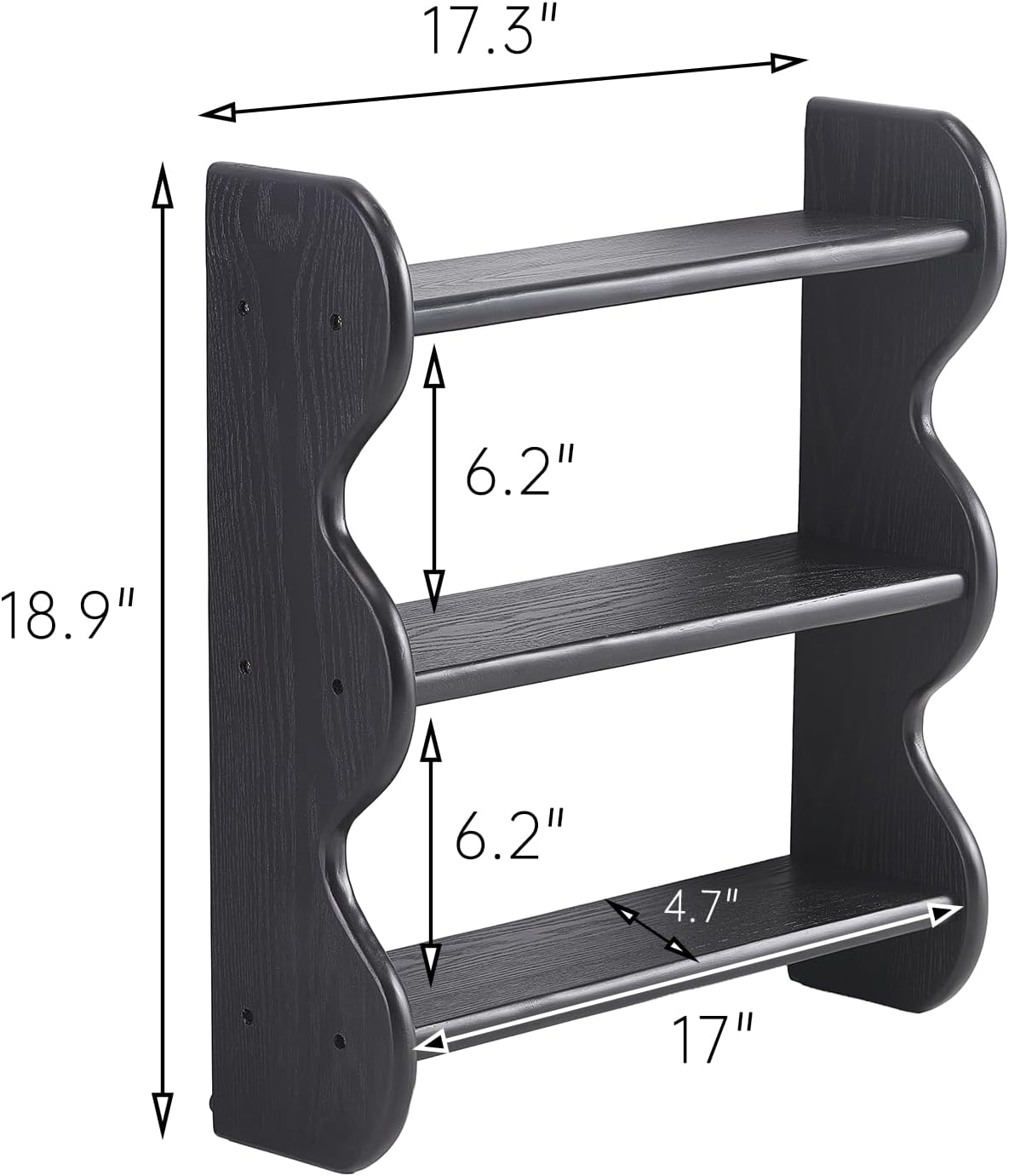 Vintage Wall Shelves Wall Mounted Storage Rack 3-Tier / Black