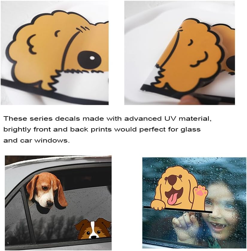 Reusable PVC Decals / 5 Multicolor Cartoon Smiling Puppies Dog Wall Stickers
