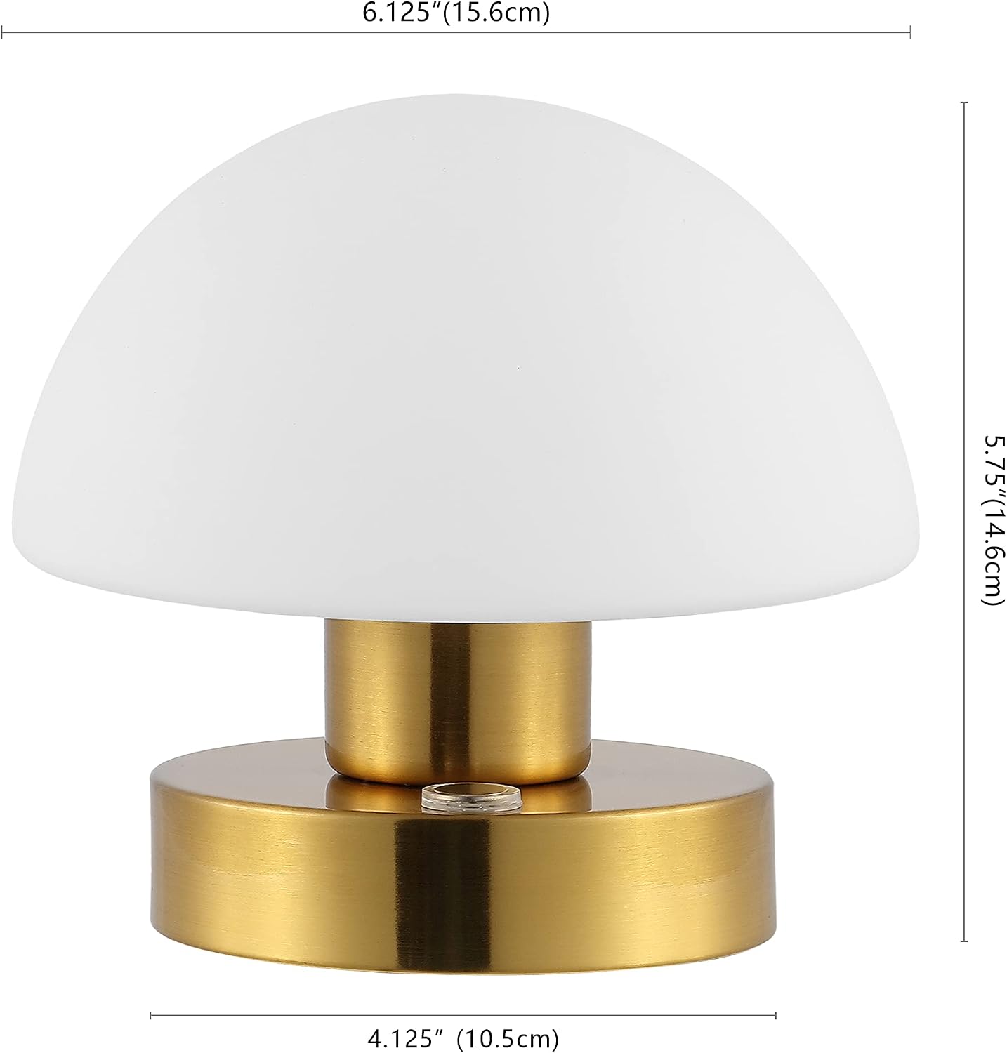 JONATHAN Y Zoe 5.75" Rechargeable Metal LED Lamp, Brass Gold/White | Cordless Portable Battery Operated, Mushroom