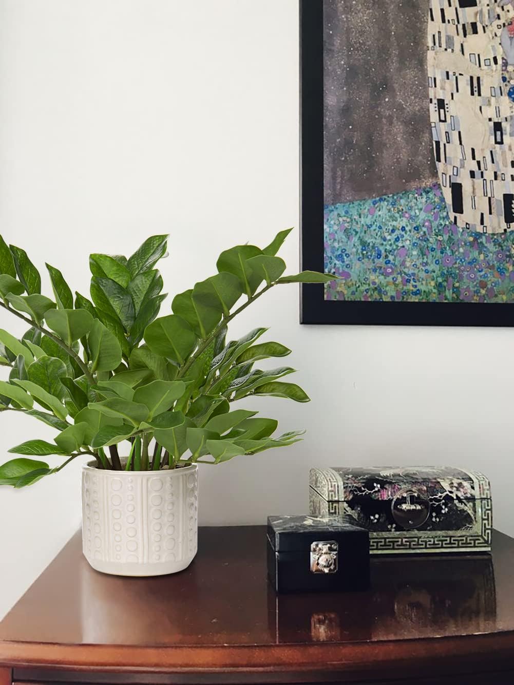 Faux Plants Indoor 17" Artificial ZZ Plants in Ceramic Pot Fake / Faux Plants with Ceramic Pot