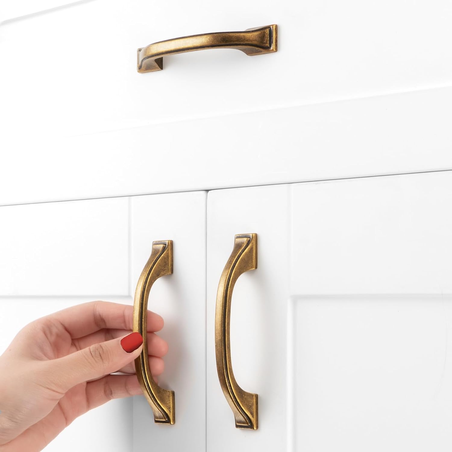 Antique Brass Cabinet Pulls Vintage Brass Cabinet Handles Antique Brass / 3 Inch / Set of 10