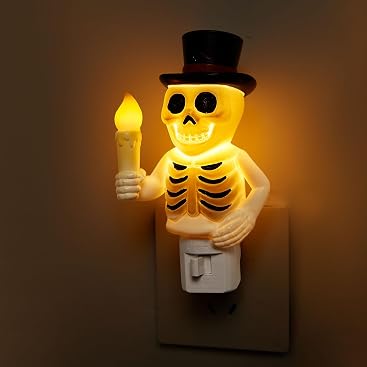 Skull Night Light, 2026 New Skeleton Night Light, Halloween Horrible Light Decoration for Halloween Party and Home Decor (White)