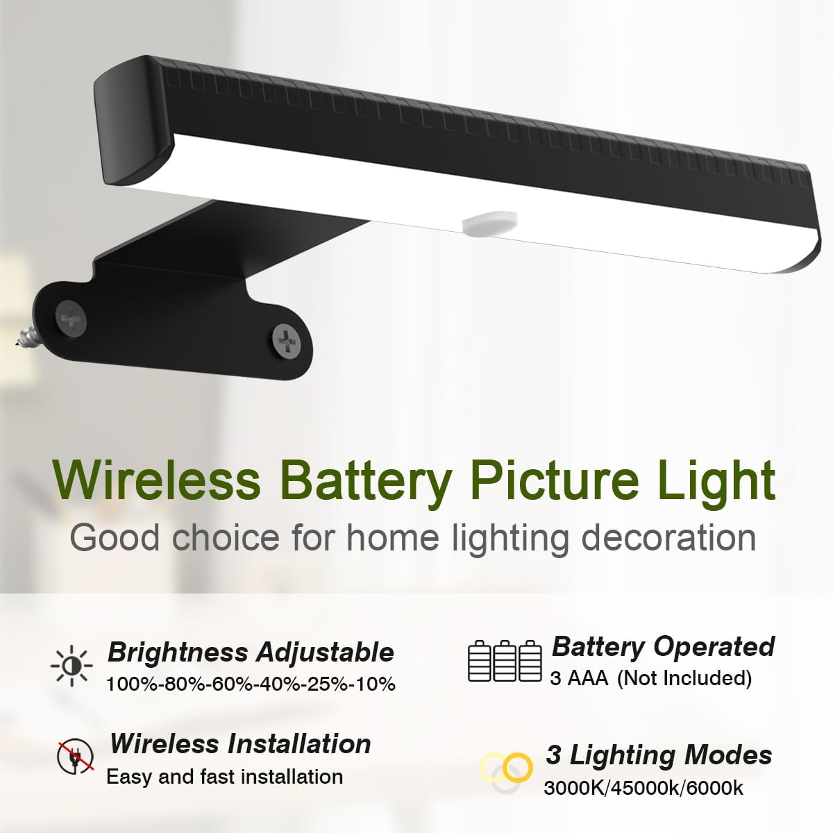 EUIOKUN Wireless Picture Light with Remote,Battery Operated Wall Sconces | 4Pcs Painting Light for Wall