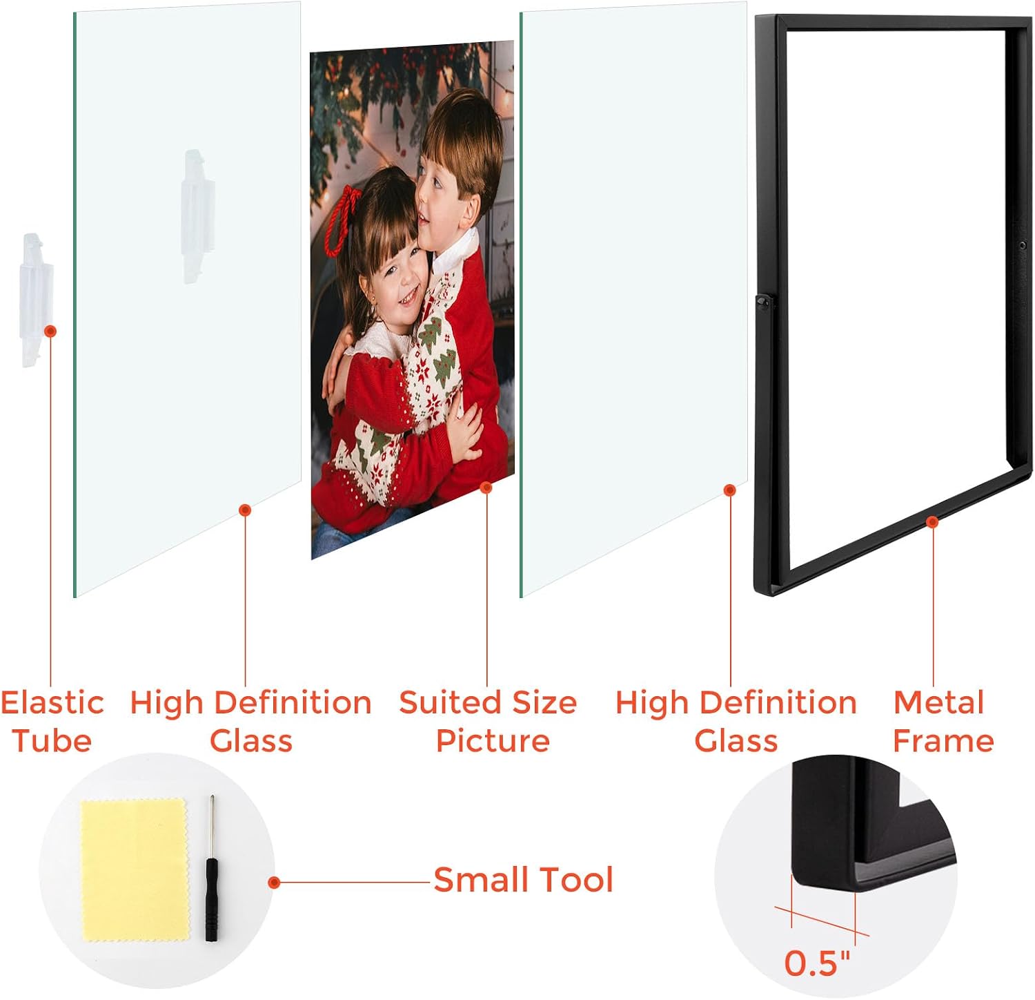 Metal Picture Frames / 8 x 10 / Vertical / Matte Black / Set of 2