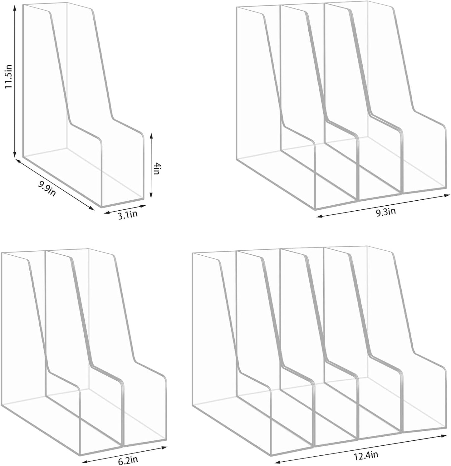 Acrylic Magazine Rack / Clear4 / Clear / Set of 4