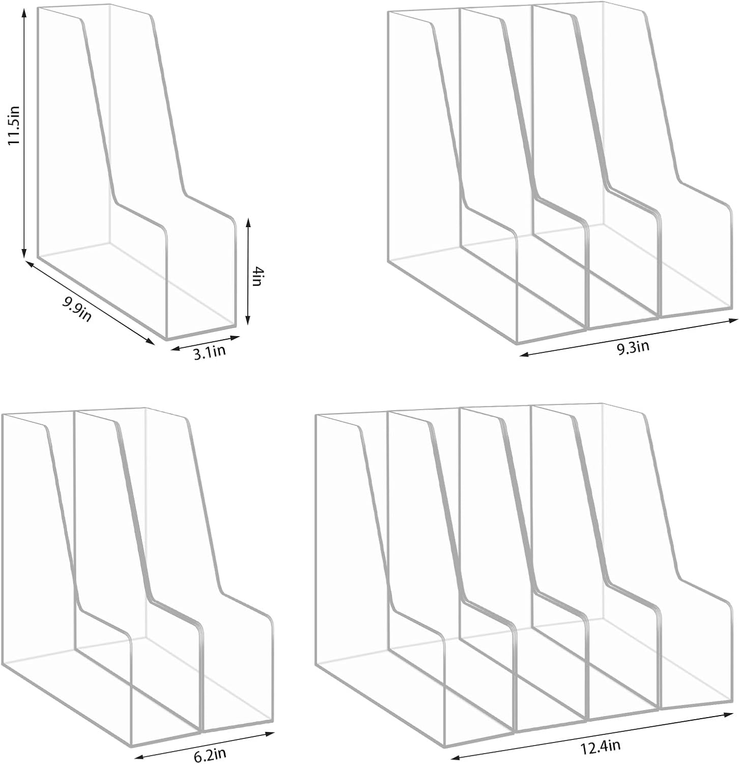 Acrylic Magazine Rack / Clear4 / Clear / Set of 4