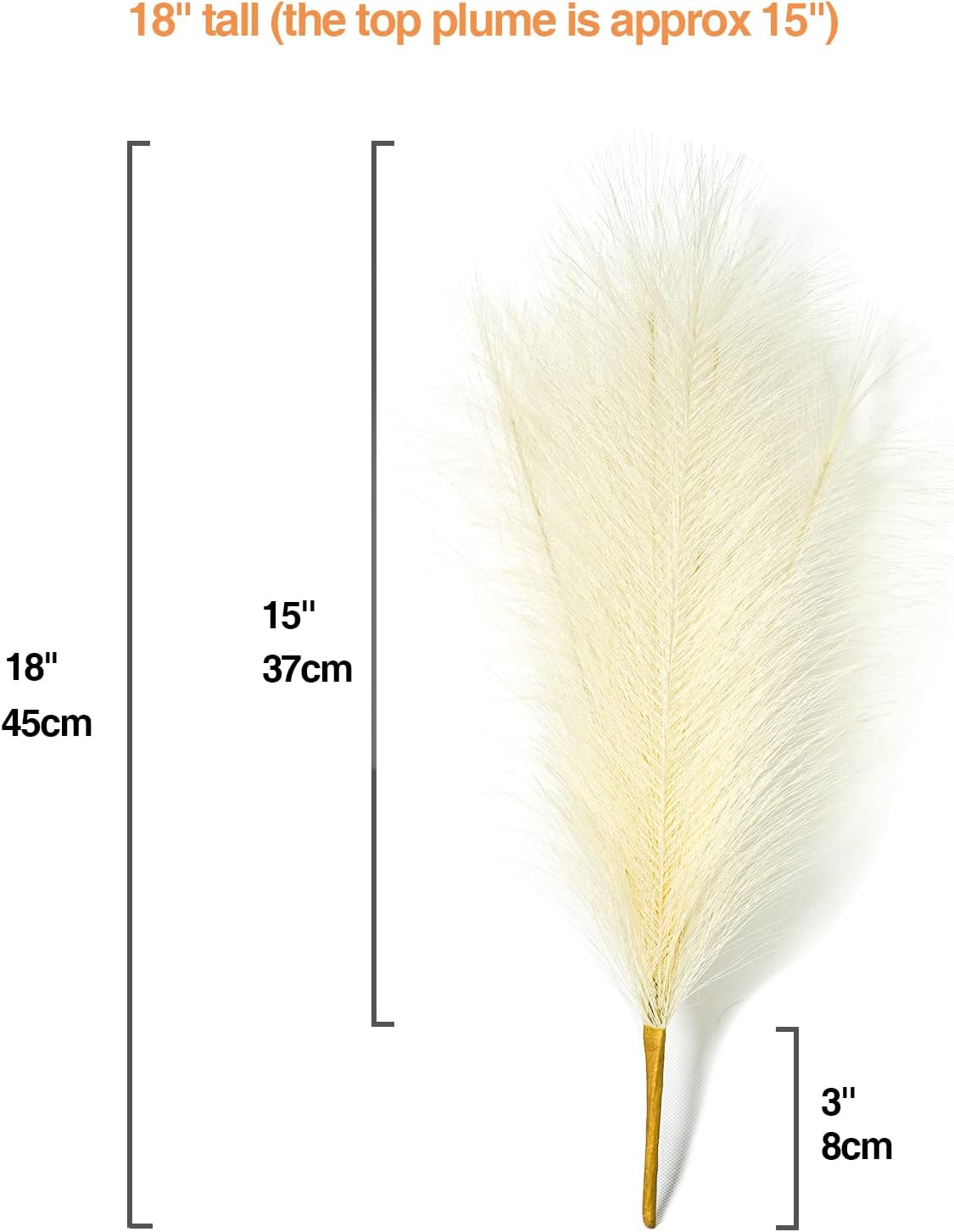 6 Stems Artificial Pampas Grass Decor Flurry Pompous Grass for Small Vase Boho Home / Beige / 18 In