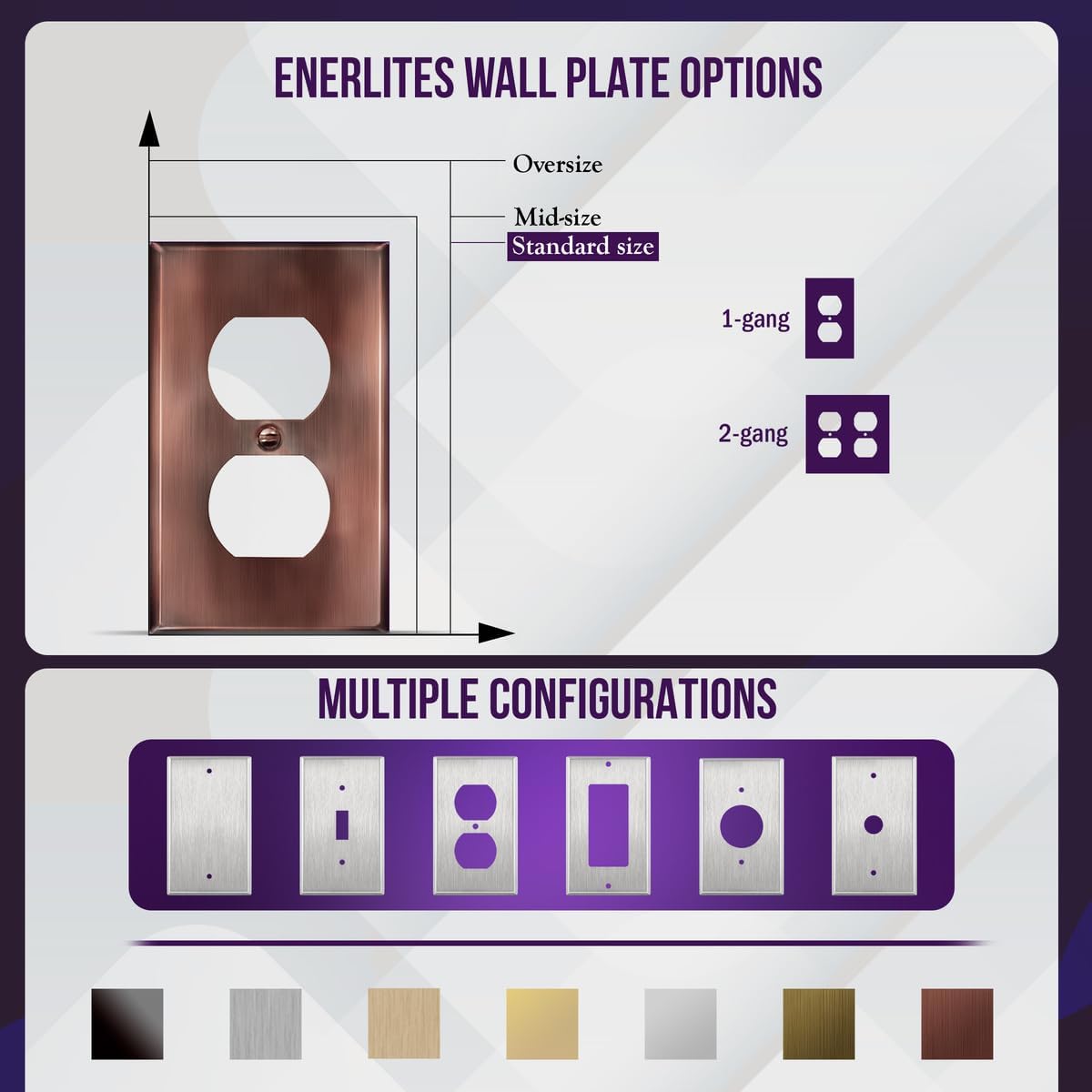 ENERLITES Duplex Receptacle Outlet Metal Wall Plate, Stainless Steel Outlet Cover, Corrosion Resistant, Standard Size