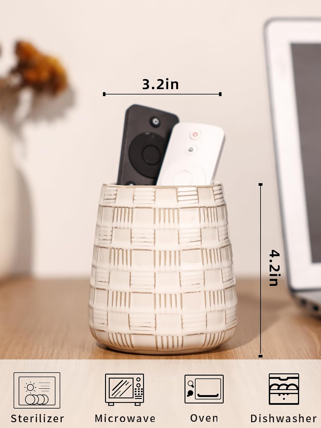 Ceramic TV Remote Control Holder / White