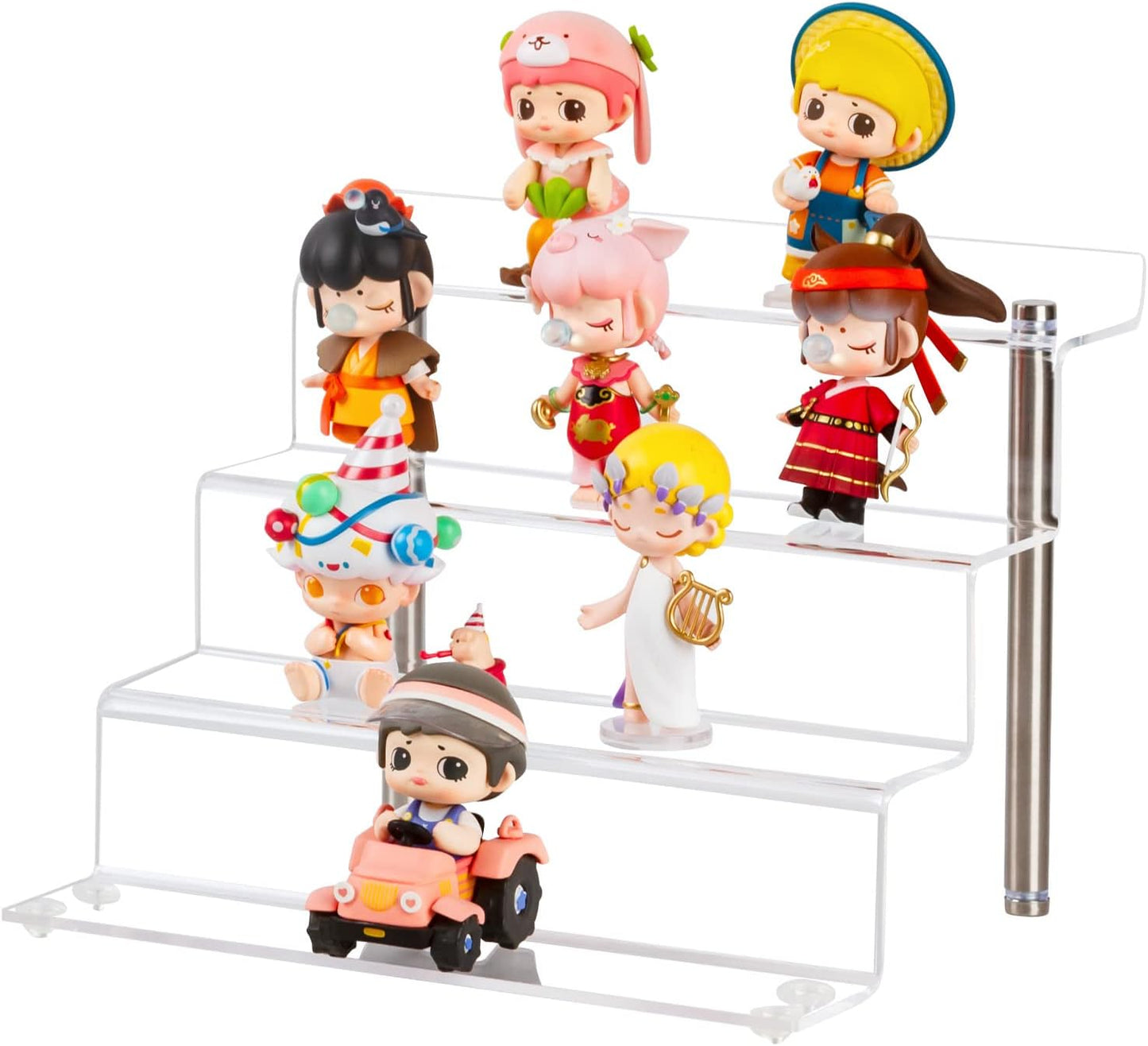 9 x 6 inch Clear Acrylic Display Riser, 4-Step, 4 Pack | Perfume Organizer & Cupcake Stand Shelf, Space-Saving for