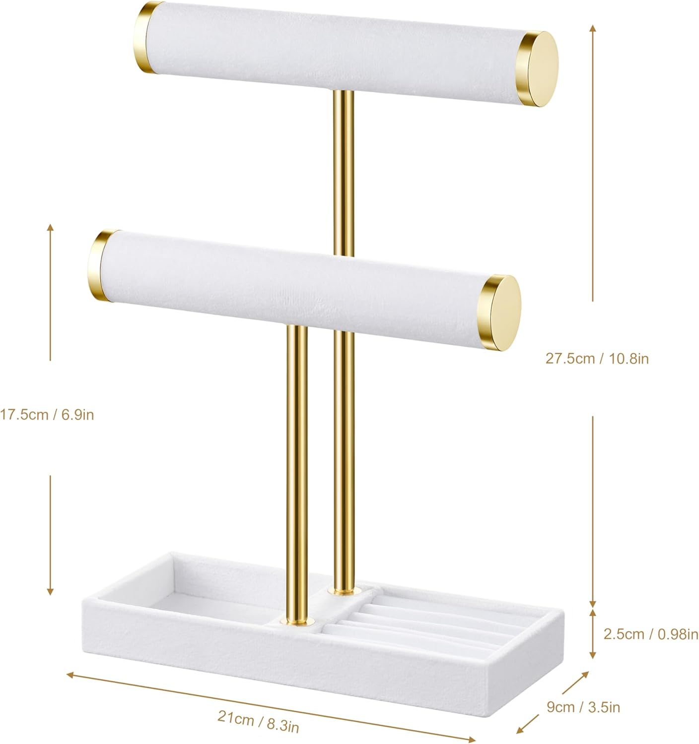 Detachable T Bar Velvet Bracelet Holder / White