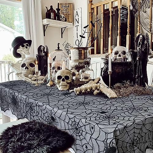 Halloween Lace Tablecloths Black Table Cloths Spiderweb Table Fabrics Decor