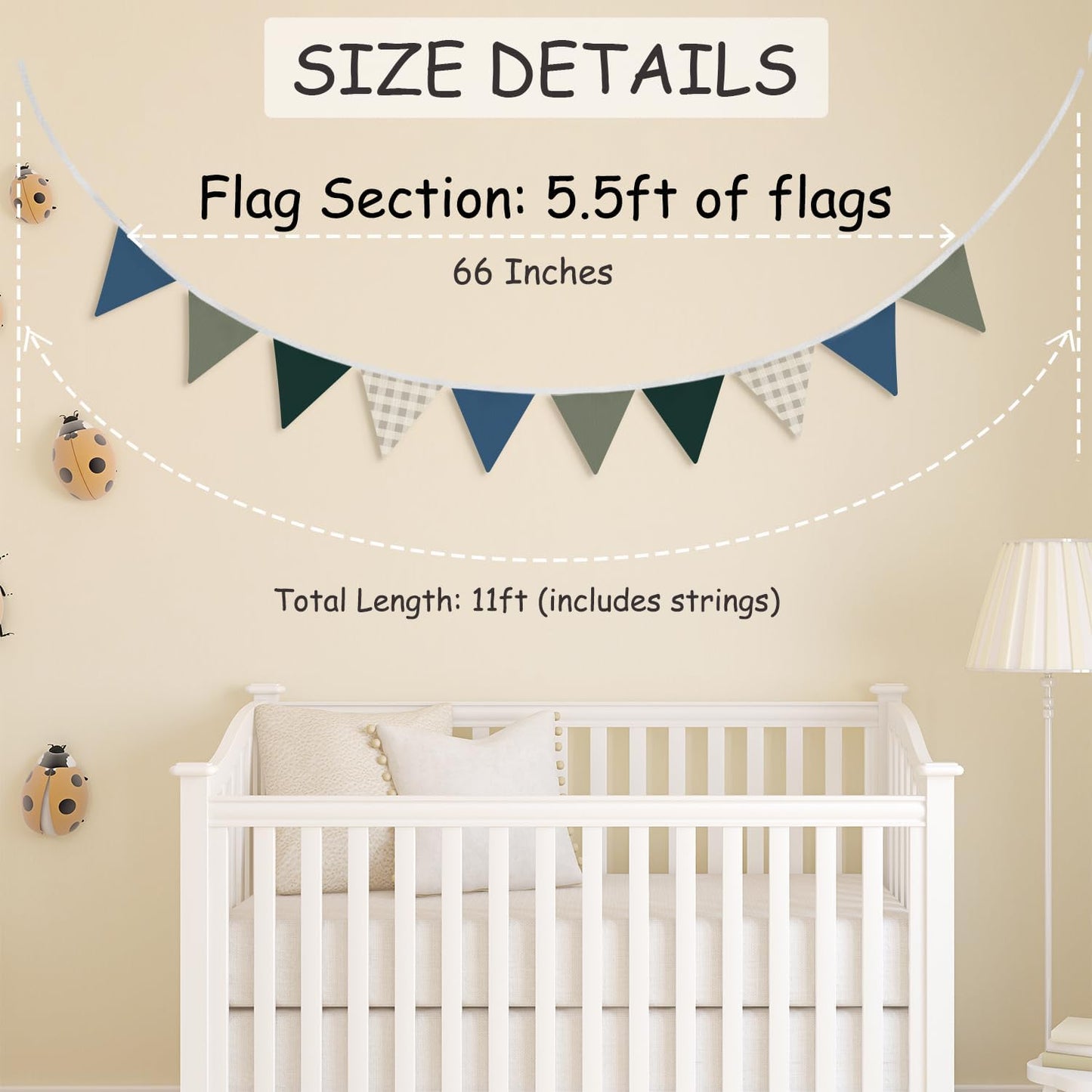 Garland Triangle Banners Blue Grey / 02-vintage Blue Green Grey Checkered / 11 Inch
